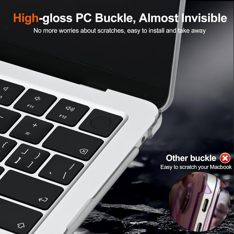 Eoocoo Case Compatible with MacBook Air 15 inch 2026 2025-2023 Release M4 A3241 M3 A3114 M2 A2941 Liquid Retina Display, Plastic Hard Shell Case & Keyboard Cover & Screen Protector, Frost Clear - Image 4